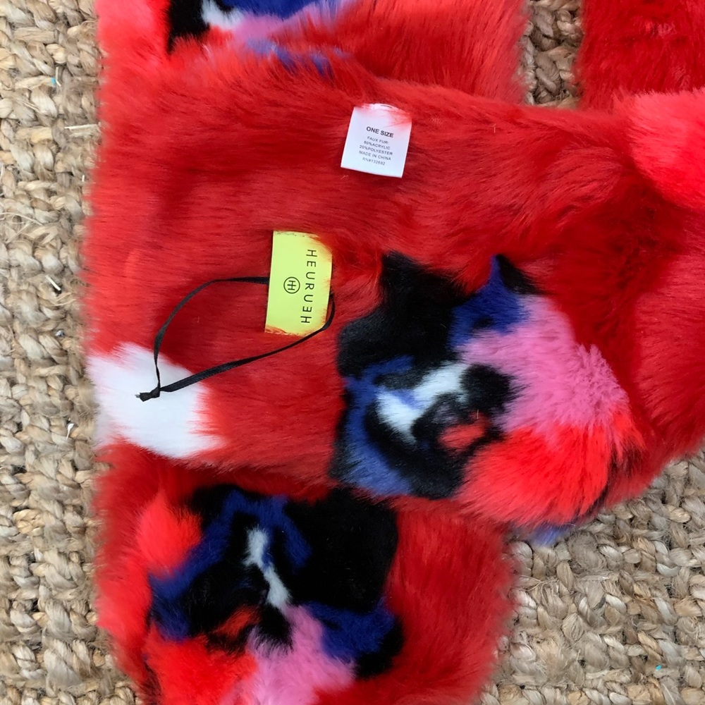 Red Faux Fur Oversized Scarf